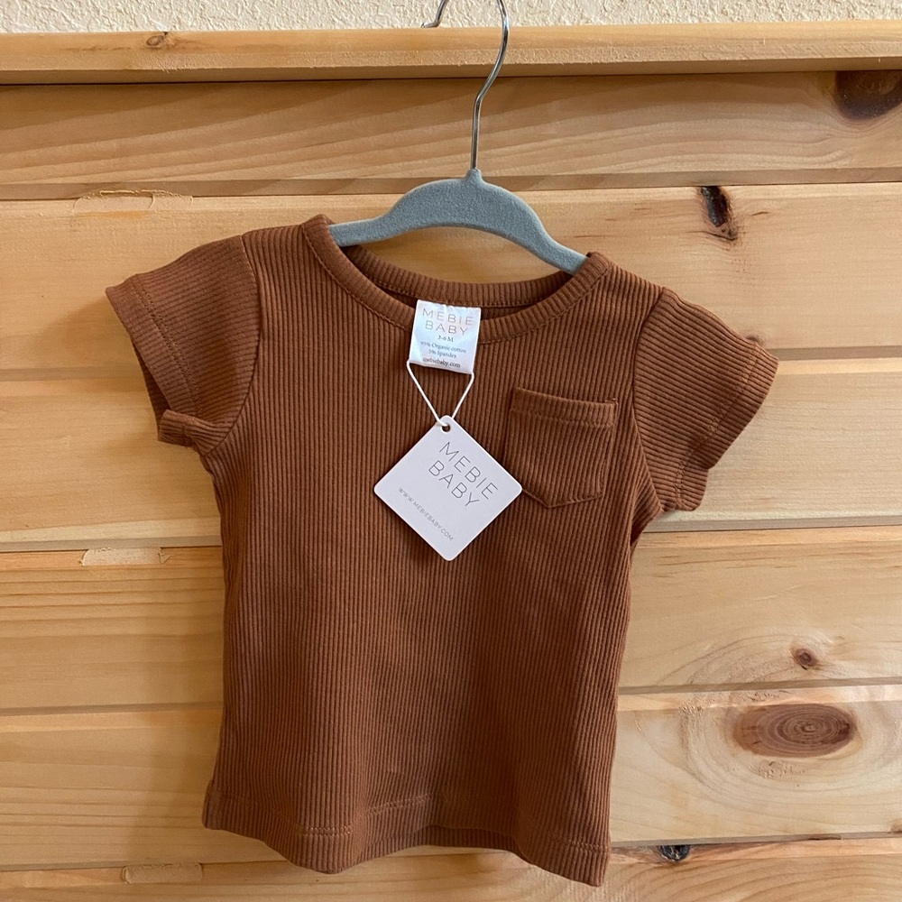 Mebie Baby Brown Ribbed Short Sleeve Tee